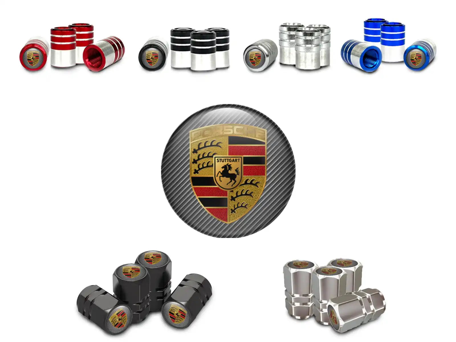 Porsche Caps Valve Roues Voitures Design Alliage